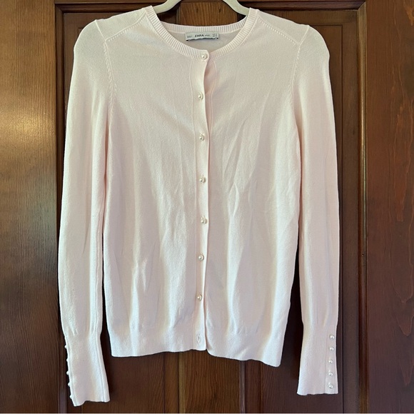 pink zara cardigan with pearl buttons - Picture 1 of 4